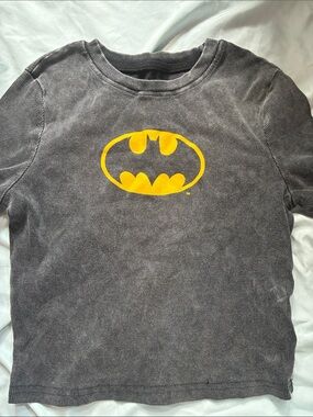 ROMWE Gray Kids T-Shirt with Yellow Batman Logo